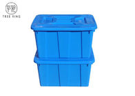 C614l स्टैकेबल ब्लू प्लास्टिक स्टोरेज बॉक्स विद लिड्स / कवर 670 * 490 * 390 Mm